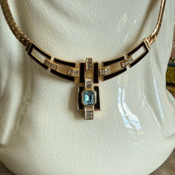 vintage Dior aquamarine, blue Cleopatra, necklace, mint condition - Picture 1 of 17